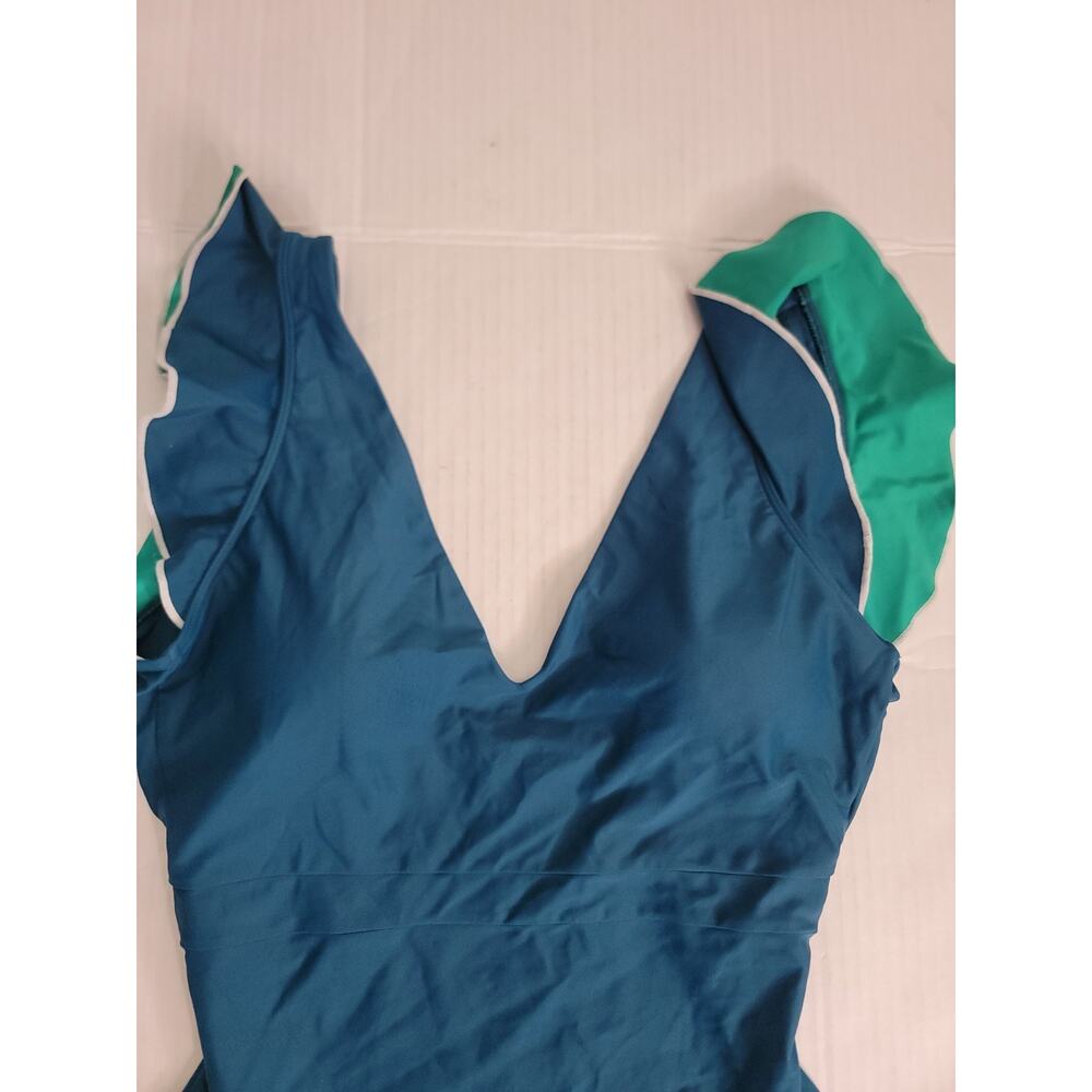 Summersalt The Ruffle Backflip One Piece Swimsuit Size 10 Blue Green - Picture 5 of 12